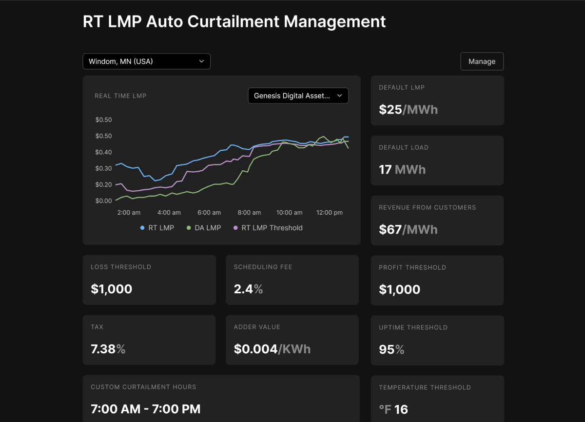 Coincident Peak Management Screenshot